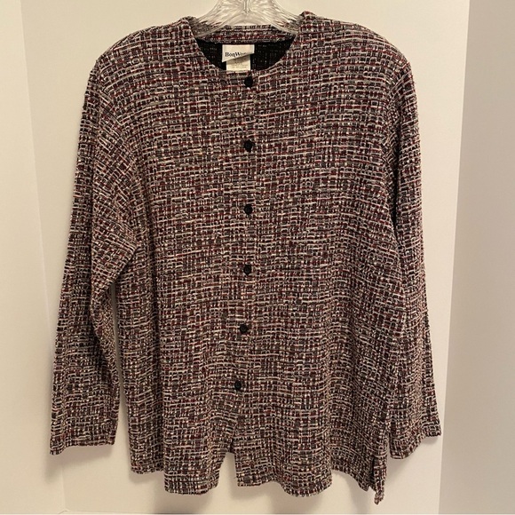 BonWorth Womens Red/ Black/ Gray/ White/ Silver Textured Blazer Top Medium - Picture 1 of 9